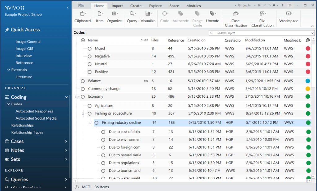 Viewing the code structure in NVivo